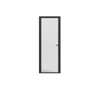 Bloc porte réversible en aluminium et verre trempé dépoli - H204 x L83 cm - Noir - LOXTON