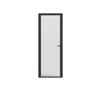 Bloc porte réversible en aluminium et verre trempé dépoli - H204 x L93 cm - Noir - LOXTON