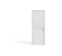 Bloc porte réversible en aluminium et verre trempé dépoli style atelier - H204 x L73 cm - Blanc - ERMELO
