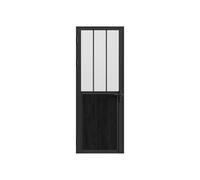 Bloc porte réversible en aluminium et verre trempé dépoli style atelier - H204 x L73 cm - Noir - ERMELO