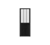 Vente-unique - Bloc porte réversible en aluminium et verre trempé dépoli style atelier - H204 x L83 cm - Noir - ERMELO