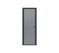 Bloc porte réversible en aluminium et verre trempé fumé - H204 x L73 cm - Noir - LOXTON