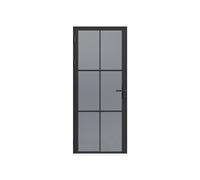 Bloc porte réversible en aluminium et verre trempé fumé - H204 x L73 cm - Noir - SEROTO
