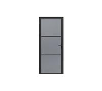Bloc porte réversible en aluminium et verre trempé fumé - H204 x L93 cm - Noir - MASERU