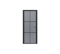 Bloc porte réversible en aluminium et verre trempé fumé - H204 x L93 cm - Noir - SEROTO