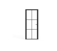 Vente-unique - Bloc porte réversible en aluminium et verre trempé - H204 x L73 cm - Noir - SEROTO
