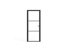 Bloc porte réversible en aluminium et verre trempé - H204 x L93 cm - Noir - MASERU