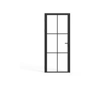 Bloc porte réversible en aluminium et verre trempé - H204 x L93 cm - Noir - SEROTO