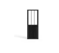 Bloc porte réversible en aluminium et verre trempé style atelier - H204 x L73 cm - Noir - ERMELO