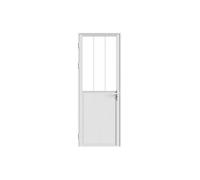Bloc porte réversible en aluminium et verre trempé style atelier - H204 x L83 cm - Blanc - ERMELO