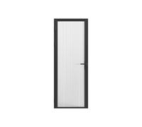 Bloc porte réversible en aluminium et verre trempé texturé - H204 x L73 cm - Noir - LOXTON