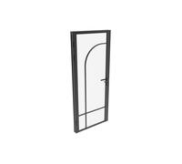 Bloc porte réversible style verrière en aluminium et verre trempé - H204 x L73 cm - Noir - CLOSIDA