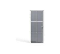 Vente-unique - Bloc porte réversible en aluminium et verre trempé fumé - H204 x L73 cm - Blanc - SEROTO