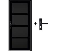 Bloc Porte Telia noir 4 panneaux H204 x L73 cm Côte Tableau P.Droit,Poignee