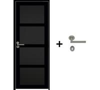 Bloc Porte Telia noir 4 panneaux H204 x L83 cm Côte Tableau P.Droit,Poignee Pomerol