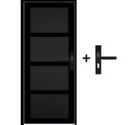 Bloc Porte Telia noir 4 panneaux H204 x L83 cm Côte Tableau P.Gauche,Poignee