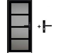 Bloc Porte Telia Noir Vitrée H204 x L73 cm Côte Tableau P.Gauche,Poignee