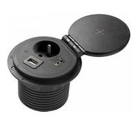 GTV Prise de Meuble Charger Plus, Chargeur à Induction 5 W, USB-A/HDMI/RJ-45, Profil Extra Plat, idéal pour Les Bureaux et Les Plans de Travail de Cuisine