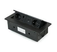 Bloc prise encastrable - EMUCA - Multiconnecteur Atom - 26 A + C - 2 prises Schuko - Noir