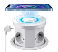 Bloc Prise Encastrable Plan de Travail Multiprise Encastrable, Prise de Table Escamotable 3 Prises avec 1 USB C 1 USB A (Blanc)
