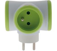 Bloc prise Triplite 3x16A rotatif - WATT&CO - Vert - Blanc - Asymétrique - Intérieur