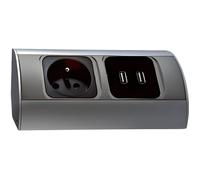 ORNO AE-1310 Multiprise d'angle avec Deux Chargeurs USB et Une Prise Electrique pour Cuisine, Bureau et Plan de Travail, Montage en Saillie 45° 3680W 16A