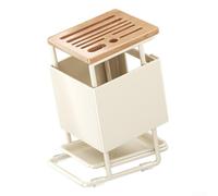 Bloc sans couteaux, support coulissant pour couteaux de cuisine, support de rangement multifonction avec tiroir coulissant pour outils de coupe, support peu encombrant pour couteaux de boucher (blanc)