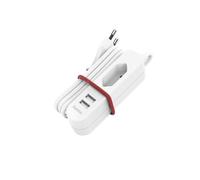 Bloc secteur USB av. câble de 1,9 m long et prise Euro, 2 USB-A, blc
