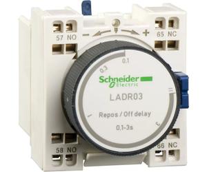 Bloc temporisateur Schneider Electric, à enclenchement retardé, 1F+1S, 0,10-3,00 s, raccordement à ressort LADT03
