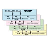 Bloc tombola 100 feuillets numérotés de 3 volets - Format 4,8x15 cm - Couleurs assorties