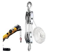 Block And Tackle Palan à câble de 15 m | Poulie de levage robuste avec charge à bec de 2200 livres, palan à poulie, palan pour paliers, système de poulie de grue pour un levage