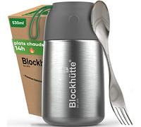 Blockhütte Boite isotherme 530ml En inox Avec Cuillère et Fourchette - Boite Repas isotherme Avec Sac de Transport - Thermos Repas idéal Pour l’école - Passe Au Lave-Vaisselle