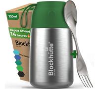 Blockhütte Boite Repas Isotherme en Acier Inox 730ml - Thermos Alimentaire, Étanche - Boite Thermos pour Repas Chaud jusqu'à 14h - Lunch Box Isotherme idéale pour tous les plats - vert foncé