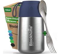 Blockhütte Boite Repas Isotherme en Acier Inox 730ml - Thermos Alimentaire, Étanche - Boite Thermos pour Repas Chaud jusqu'à 14h - Lunch Box Isotherme idéale pour tous les plats - bleu