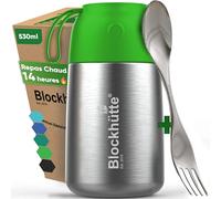 Blockhütte Gamelle isotherme Pour Repas Chaud 530ml en Acier Inox - Thermos Bebe Repas Hermétique - Boite Alimentaire Isotherme Chaud jusqu'à 14h - Lunch Box pour Nourriture et Soupe - vert clair