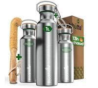 Blockhütte Gourde isotherme en acier inox, bouteille isotherme, bouteille d'eau anti-fuite I la gourde thermos passe au lave-vaisselle I pour l'université, bureau, enfants et adultes