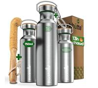 Blockhütte Gourde isotherme en acier inox, bouteille isotherme, bouteille d'eau anti-fuite I la gourde thermos passe au lave-vaisselle I pour l'université, bureau, enfants et adultes