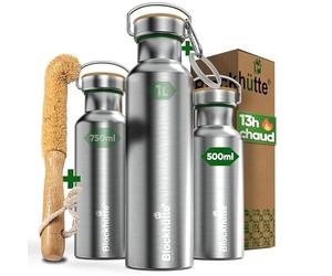 Blockhütte Gourde isotherme en acier inox, bouteille isotherme, bouteille d'eau anti-fuite I la gourde thermos passe au lave-vaisselle I pour l'université, bureau, enfants et adultes