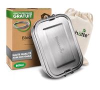Blockhütte Lunch Box en Inox avec 3 Compartiments I 800ml I Bento Box Inox, Boite a Gouter Enfant et Adulte Hermétique I Boite Gouter avec 2 cloisons I Lunchbox pour l'école ou travail