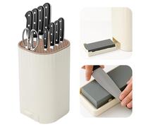 Blocs à Couteaux Vides, Qoosea 4 en 1 Universel Support Carré Rangement à Couteaux de Cuisine avec Fentes et Pierre à Aiguiser, Porte Ustensiles Cuisine für Rangement Ustensiles
