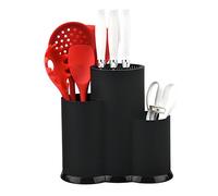 Blocs à Couteaux Vides Universel Sans Couteau, 3 en 1 Séchage Cylindre Porte-Couteaux avec Ustensiles Bloc de Rangement, Détachable Rond Rangement Couteaux de Cuisine -Noir