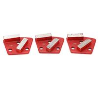 Blocs abrasifs diamantés, grain 30, forme trapézoïdale, rouge, 2 dents, lot de 3