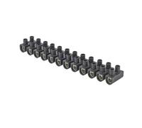 Blocs de jonction életriques | Barrières de connexion électrique | Connecteur rapide borne de serrage pour câble | Barrette De Connexion 12 Plots 25 mm ² | Noir | 704060 DEBFLEX