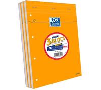 3 Blocs-Notes Agrafes Et Perfores - 21 X 31.5 Cm - 160p Seyes - 80g - Orange