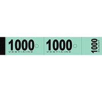 Bloc vestiaire piqué elve 3 coupons perforés détachables numérotés 1/1000 30x200mm 50 feuillets coloris vert