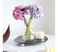 BLOFLO Vase hydroponique en verre transparent pour fleurs, forme géométrique, 4 niveaux, moderne, décoration à bulles pour maison, bureau et table de mariage, 18 cm, irisé