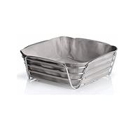 blomus - DELARA 63758 Panier à Pain L en Acier chromé, Sac en Tissu en Coton, Design Tendance et Moderne, Polyvalent, Aspect Exclusif (H x l x P) : 9,5 x 25,5 x 25,5 cm, 63758