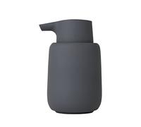 blomus Distributeur de Savon, Céramique, Plastique, Silicone, Gris foncé, H 14 cm, T 9,5 cm, Ø 8,5, V 0,25 l 69039
