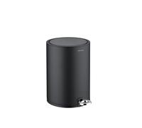blomus Poubelle cosmétique Sino - 3 litres - Noir - 20 L x 20 l x 26 H cm - Poubelle à pédale avec abaissement automatique - Poubelle avec récipient intérieur en acier inoxydable