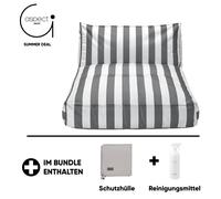 Blomus STAY, transat d'extérieur, comprenant une housse de protection et un produit de nettoyage, couleur blanc/noir, dimensions 120 x 190 cm
